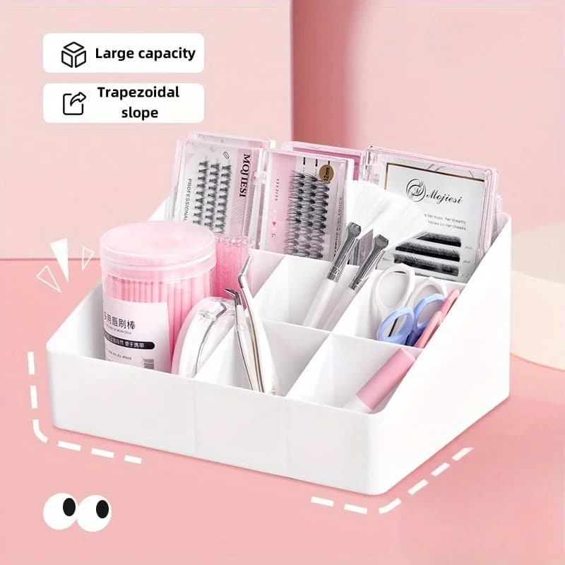 Professional AcrylicEyelash Extension Organizer Box Lash Tool Storage Case Makeup Holder for Pads Tissues Tweezers Salon Display