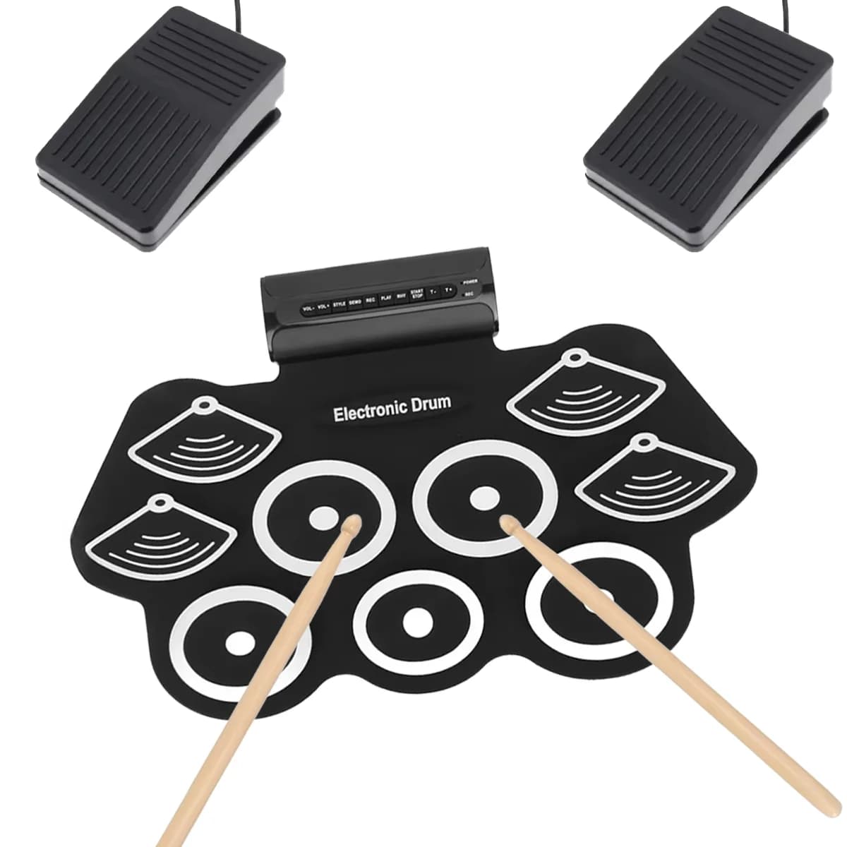 Miwayer Batteria Elettronica per Principianti 9 Pad USB, Altoparlanti Integrati, Pedali e Bacchette per Allenamento Bambini e Adulti