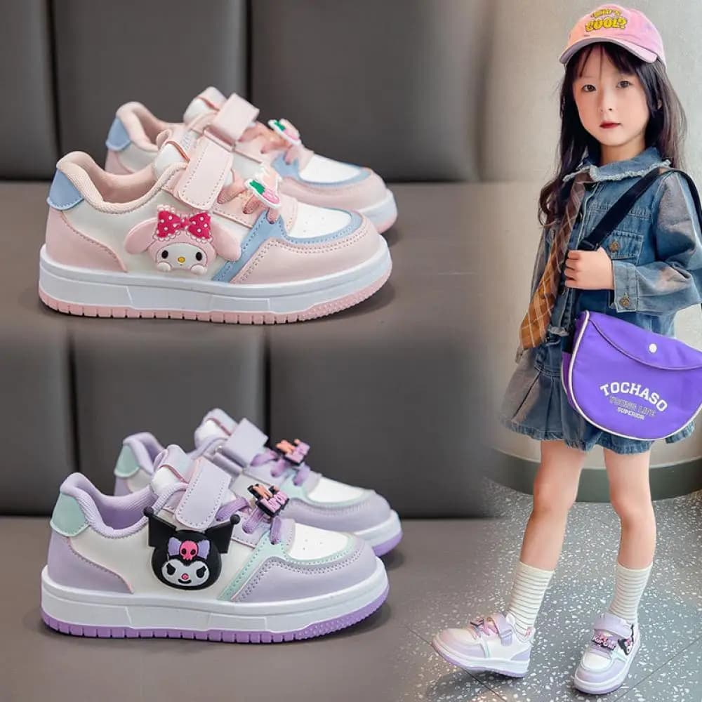 Sanrio Kuromi Scarpe casual per bambini Ragazze Anime My Melody Scarpe da tavolo comode Scarpe da corsa antiscivolo traspiranti Sneakers