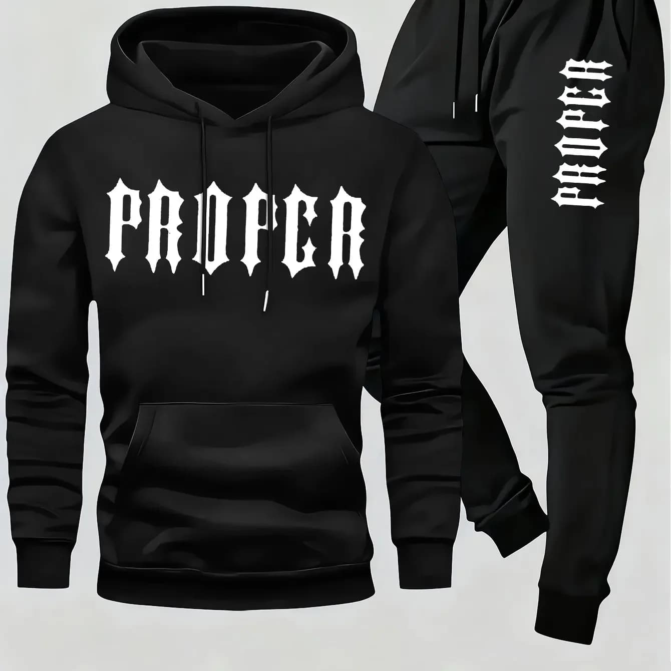 New autumn hoodie hooded set for men and women with floral body letter print, drawstring and pocket for daily warmth and comfort