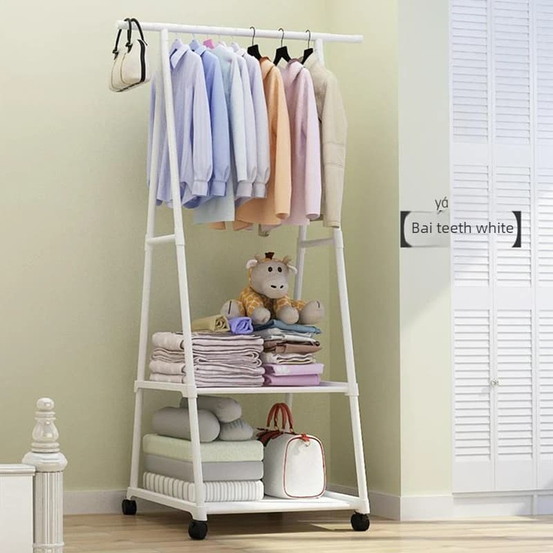Rolling Triangular Floor Coat Rack Freestanding Multi Layer Storage Organizer Modern Minimalist Coat Hanger Clothes Drying Rack