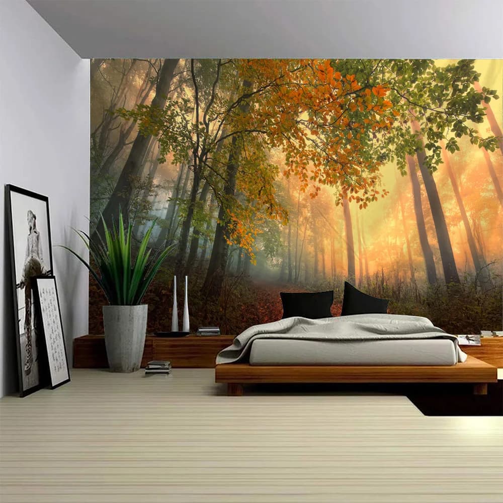 Black forest space, natural scenery, room decoration, suspended fabric, linen, living room, bedroom, home decoration
