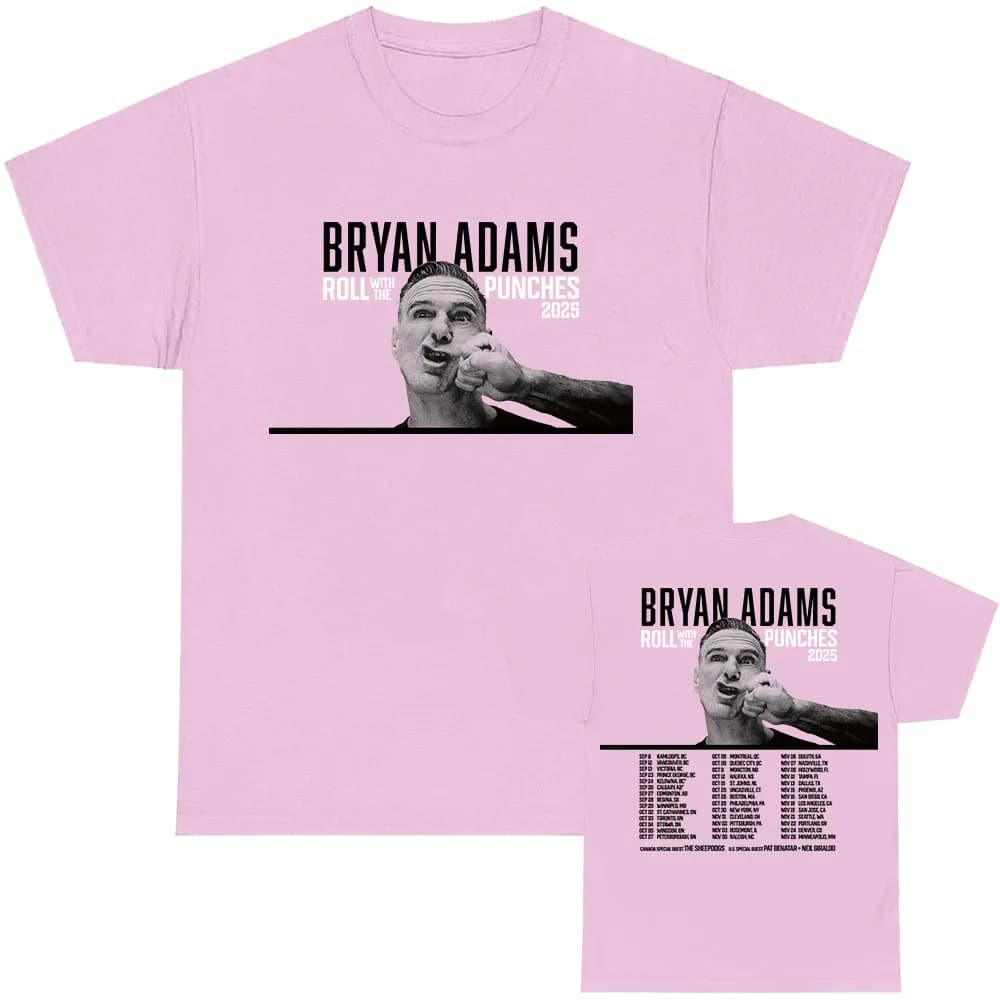 ROLL WITH THE PUNCHES TOUR 2025 T-shirt BRYAN ADAMS Cantante Magliette grafiche Cotone Estate Uomo Donna T Shirt O-Collo Abbigliamento unisex