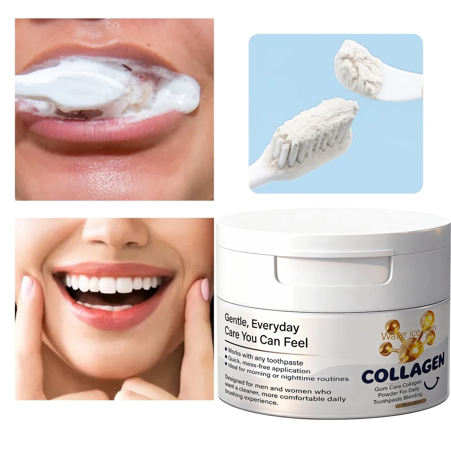 Collagen toothpaste. Gentle daily care. Not irritating parents. Quick and without Disorder application. Supports long-term oral health. 80g