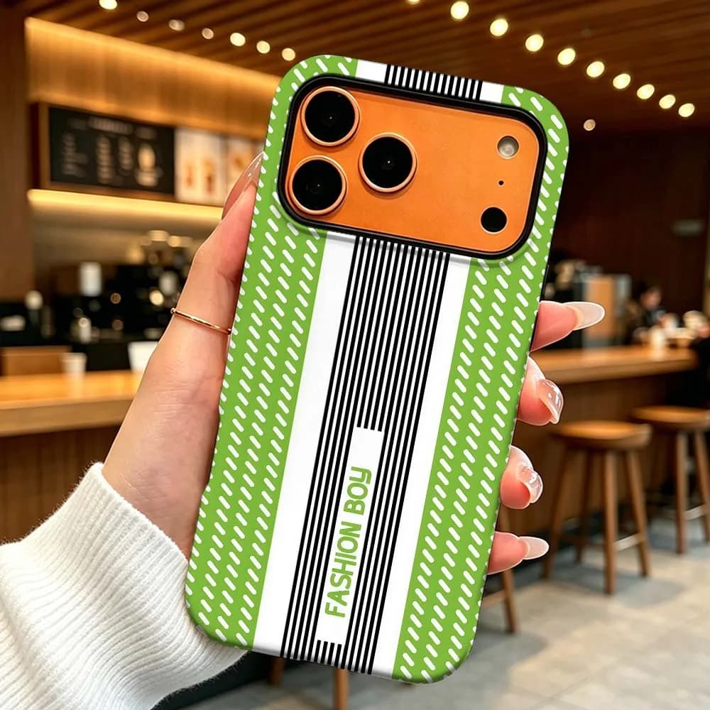 Luxury Splicing Strip Cute For iPhone 17 Air 16 16e 15 14 13 12 11 XS Pro Max Plus 2-in-1 Film Anti-Drop Hard Funda Phone Case