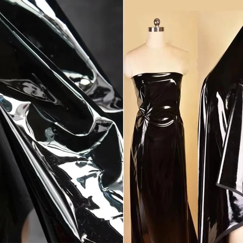 Tessuto TPU da 0.2mm pellicola di plastica in PVC nero cappotto impermeabile fai da te impermeabile giacca a vento borse di cristallo Decor abbigliamento tessuto firmato