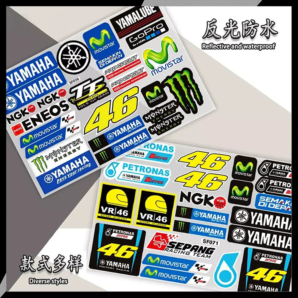 Motocross Style Racing Decal Kit, Sponsor Logo Reflective Stickers for Motorbike, Helmet, Toolbox, DIY Vehicle Decoration