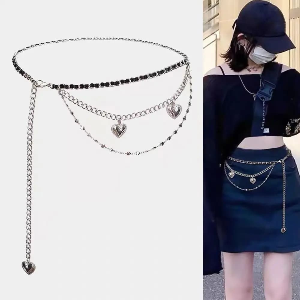 Chain Belt with Heart Pendant and Butterfly, Luxurious and Versatile Design, Decoration for Life