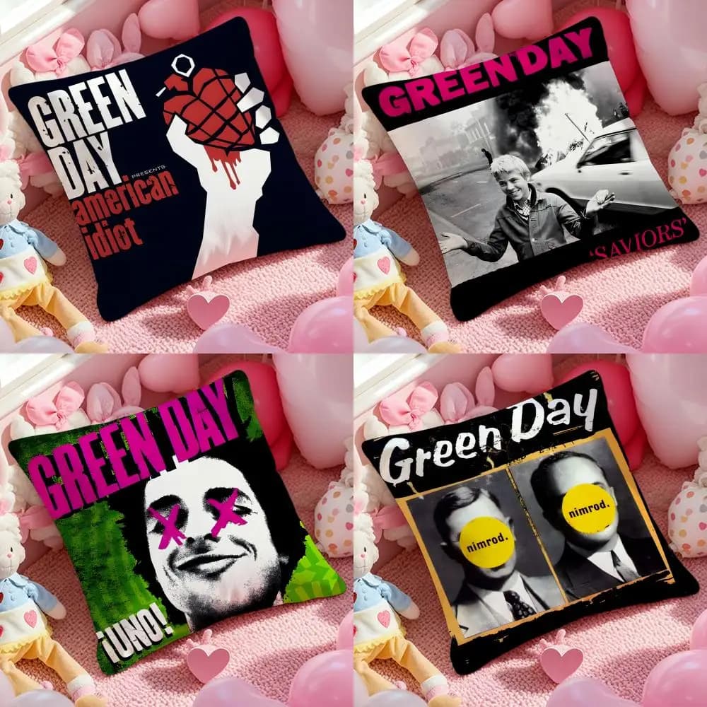 G-Green D-Day Band Album Pillow Case Federa per cuscino in morbido tessuto felpato stampato su entrambi i lati, federa per cuscino calda invernale per divano