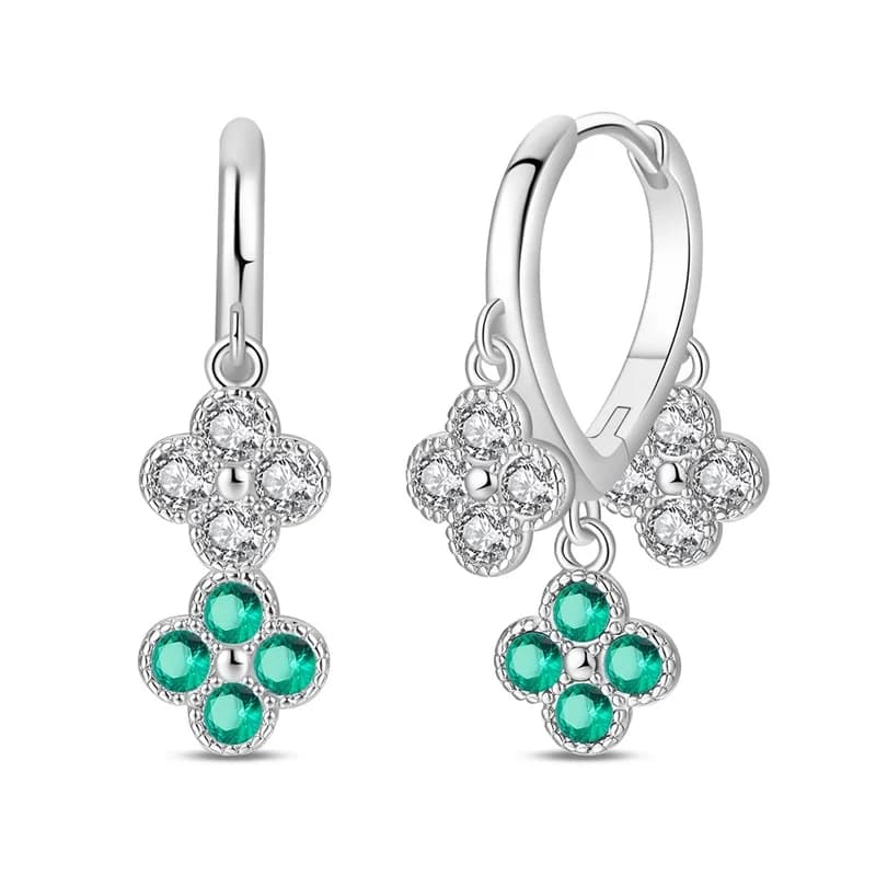 Nuovi Orecchini da Donna in Argento Sterling 925 con Quadrifoglio e Zirconi Brillanti per Matrimonio e Fidanzamento Regalo di Gioielleria