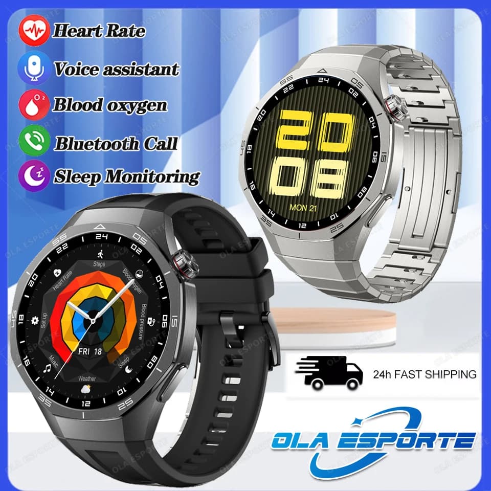 New GPS Smartwatch Series GT 5 Pro 2026 with Dynamic AMOLED Display, Cardiaca Frequency Monitoring, ECG/Sonno and Wireless Calls