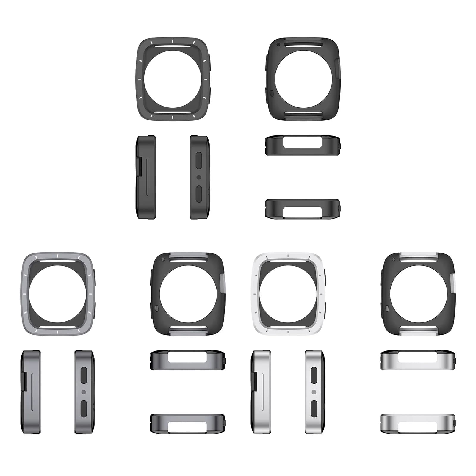 Custodia Protettiva in TPU per Smartwatch Amazfit Active 2 Square - Cover Posteriore e Cornice Paraurti