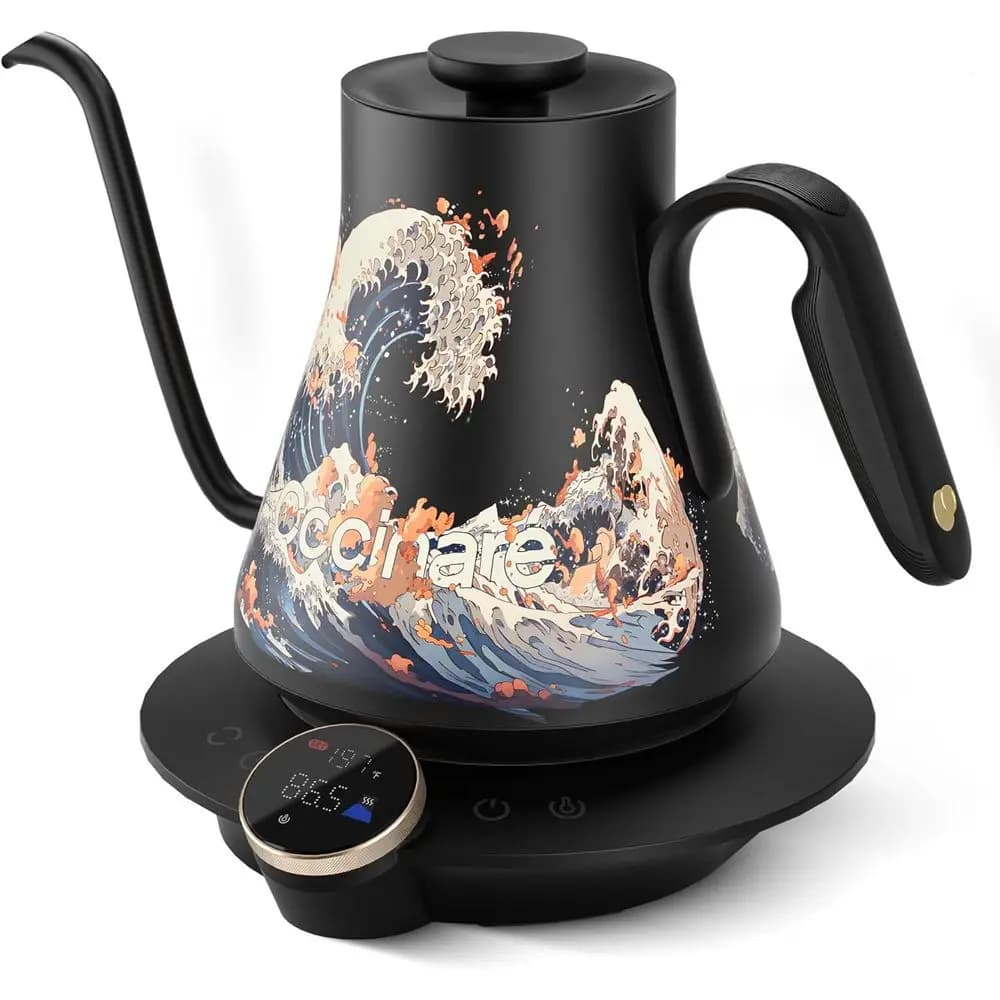 Bollitore Elettrico con Controllo Preciso della Temperatura, Riscaldamento Rapido 1500W, Acciaio Inossidabile 0,9L, Ideale per Caffè e Tè