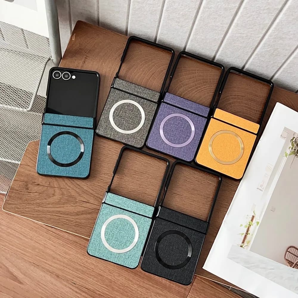 Business Simple Fabric Nylon PC for Magsafe Phone Case For Samsung Galaxy Z Flip 8 7 FE 6 5 4 3 5G Hinge Protect Anti-drop Cover