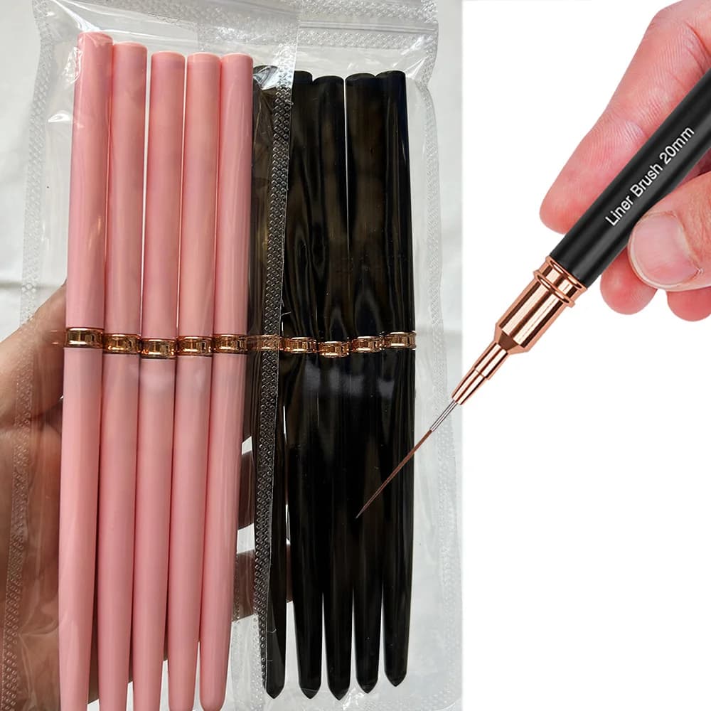 5/10pcs Rosa/Nero Nail Art Liner/Pennelli per pittura Linea ultrasottile Strumento di disegno 4/8/12/20/25mm Professionale Nail Liners Penna Strumento