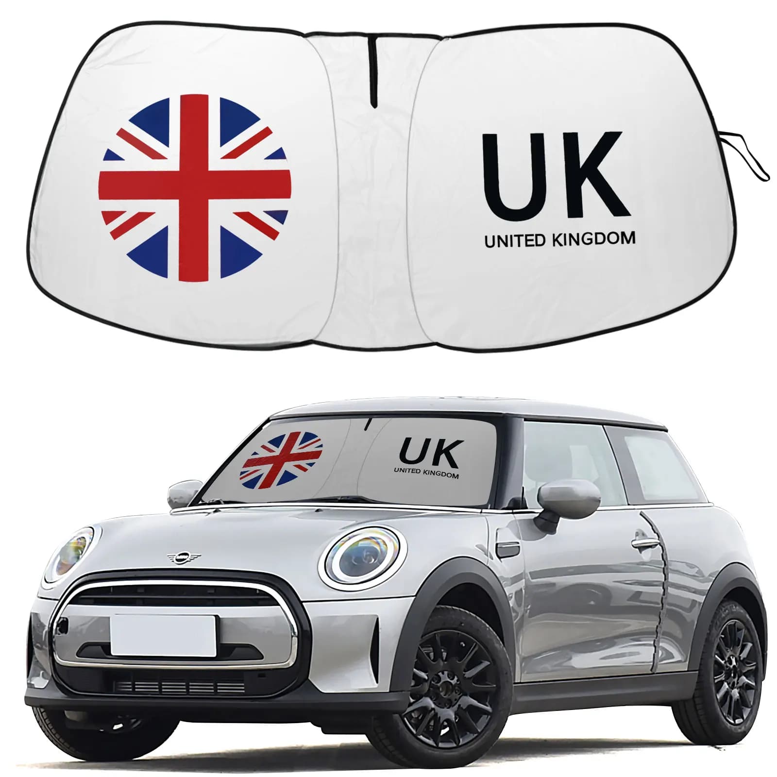 Accessori per parasole per parabrezza anteriore per auto Bandiera del Regno Unito Emblema Logo Protezione UV per 2015-2023 Mini Cooper Cooper S Hardtop 4 porte