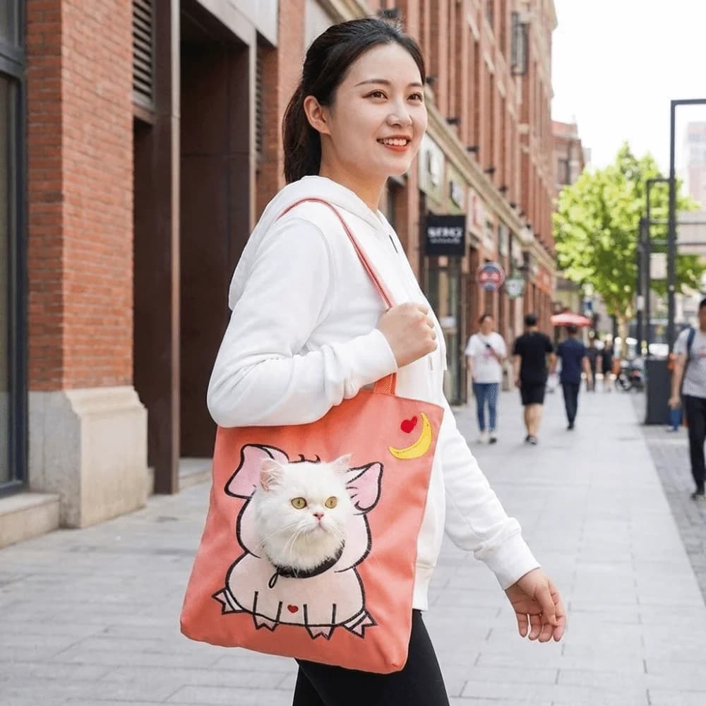 Borsa da Trasporto Leggera e Traspirante per Animali Domestici, Zaino per Cani con Foro, Borsa a Tracolla per Gatti, Borsa da Trasporto Morbida per Gatti, per Gite con Animali