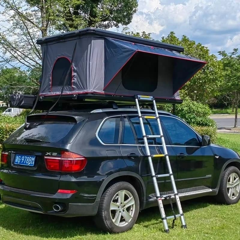 Tenda da tetto con guscio rigido con allegato Tenda da tetto per auto pop-up sul tetto da campeggio in alluminio quattro stagioni