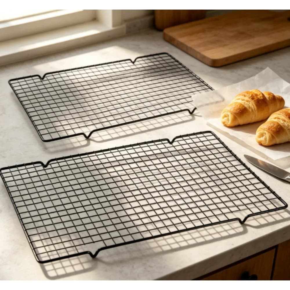 GARITIN Baking Cooling Racks (2-Pack), 10" x 15" Mesh Wire Racks, Suitable for Oven Cooking, Baking, Grilling, and Baking, Black
