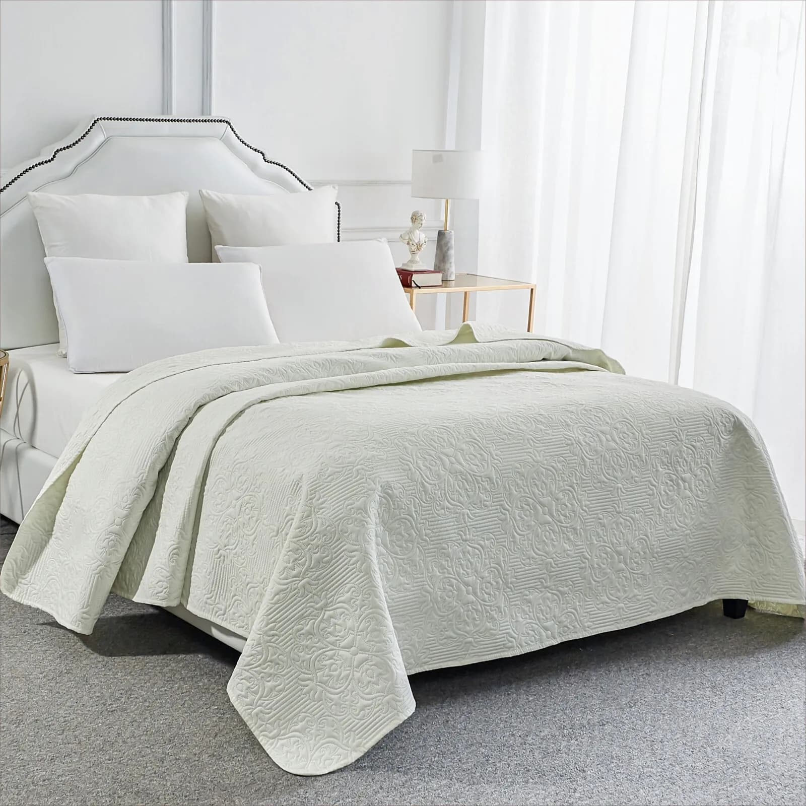 Sheets Bedspread Embossing Lightweight Quilt Bed Quilt Twin Size 68x90" Ivory