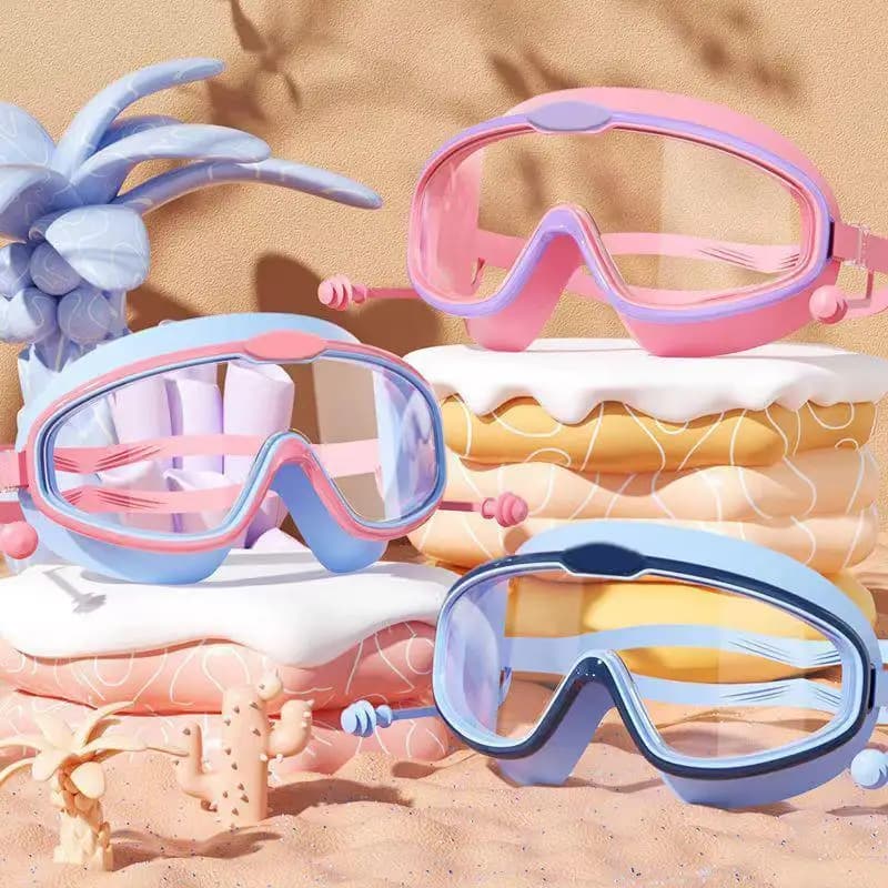 Occhialini da nuoto per bambini, montatura grande, visione HD, antiappannamento, impermeabili, per bambini e bambine, multicolore, 1 pezzo.