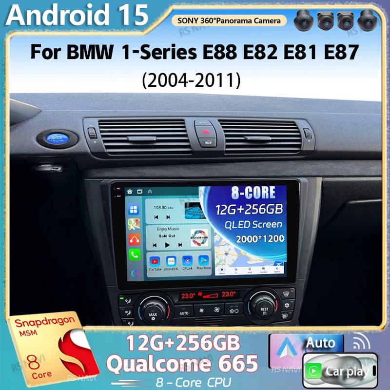 Android 15 Per BMW Serie 1 E88 E82 E81 E87 2004 - 2011 2K QLED Android Autoradio Lettore Video Multimediale GPS 4G CarPlay Stereo