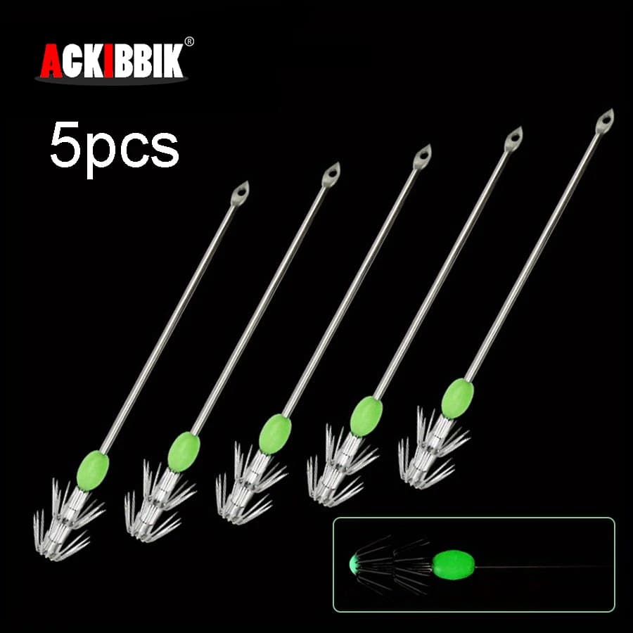 Ackibbik 5 pz 12/15/18 cm Calamari Ombrello Gancio In Acciaio Inox Gamberetti Gancio Uncinetto 2 Strati Calamari Ombrello Ami Da Pesca Acqua Salata