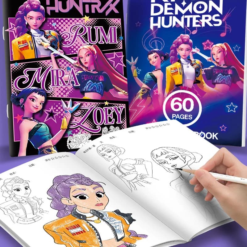 Anime Periphery Coloring Book Children Blank Line Sketch Drawing Book Kid Educational DIY Colouring Painting Practice Notebook