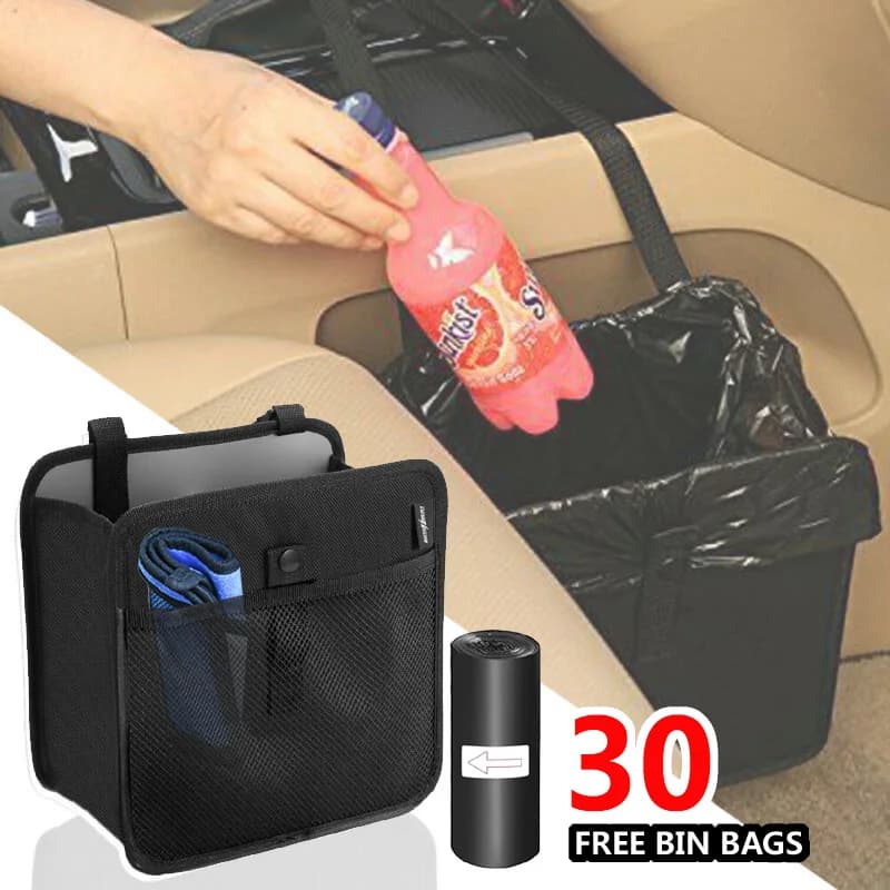 Cestino della spazzatura portatile per Auto con 30 sacchetti della spazzatura cestino della spazzatura pattumiera Organizer per rifiuti portaoggetti accessori da viaggio per Auto
