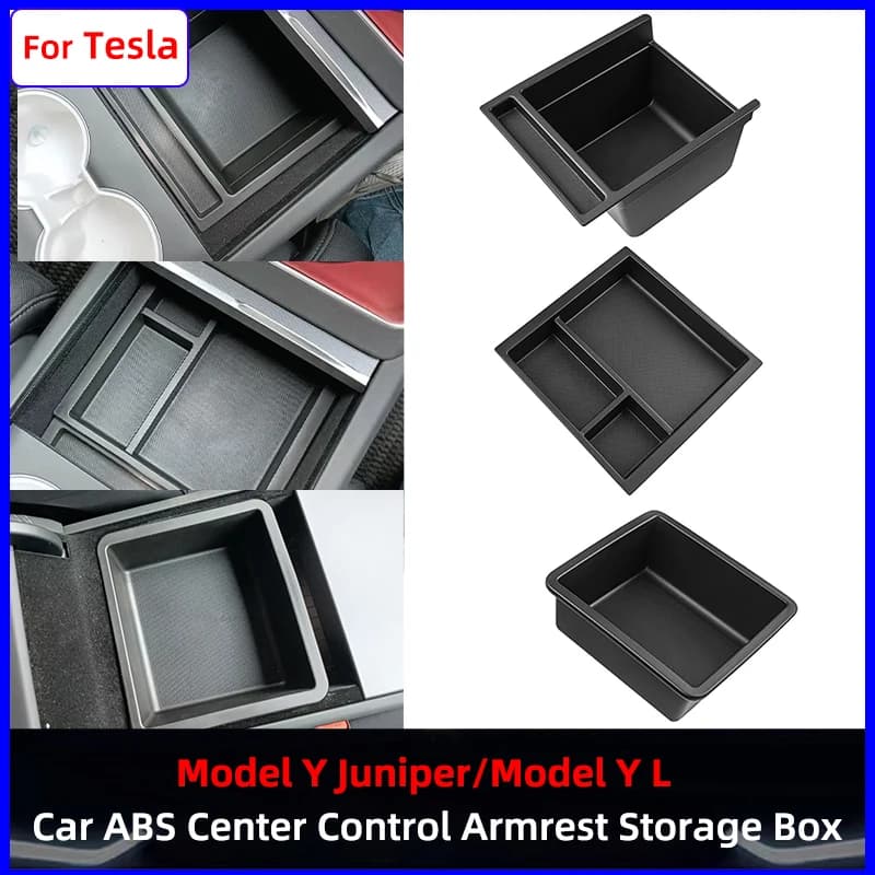 3PCS Center Console Armrest Storage Box for Tesla Model Y Juniper Model Y L 2025 2026 Car ABS Double-layer Storage Box Organizer