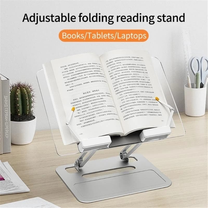 Stand da libro rotante acrilico con design pieghevole contiene libri ricette laptop fino a 8,8 libbre base in alluminio