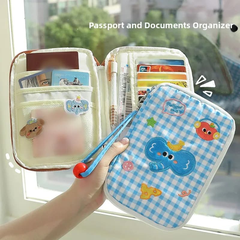Travel Multi-Functional Passport Wallet Integrated Storage Bag Boarding Personal Bag Card Holder Document Organizer