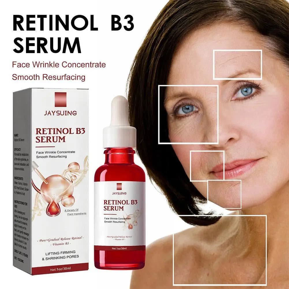 B3 retinol serum for the face with hyaluronic acid minimizes wrinkles, facial serum for instantaneous thin lines Lifting liquid for skin care