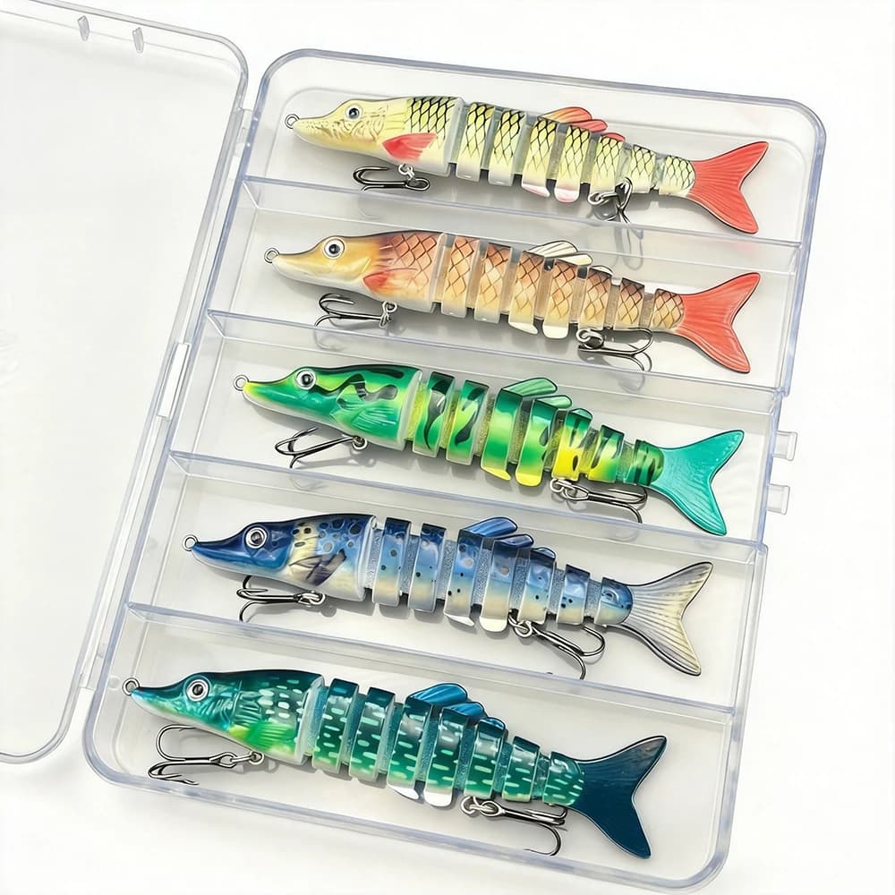 10 pcs Multi Jointed Pike Fishing Lures 17g Swimbait 3D Artificial Lures Bass Pike Salmon Trout Muskie Fishing Lure Tackle Box