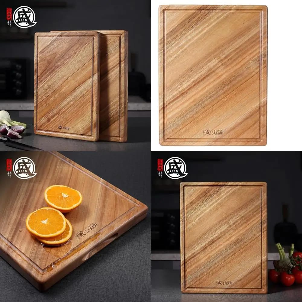 16x11 natural acacia wood cutter, perfect for meat, vegetables and cheese with juice groove