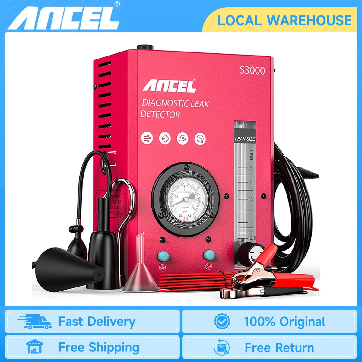 Ancel S3000 Rilevatore di perdite di fumo per auto Evap Strumento diagnostico per macchina del fumo Tester per rilevatore di perdite di tubi di carburante per auto Tester per vuoto automatico