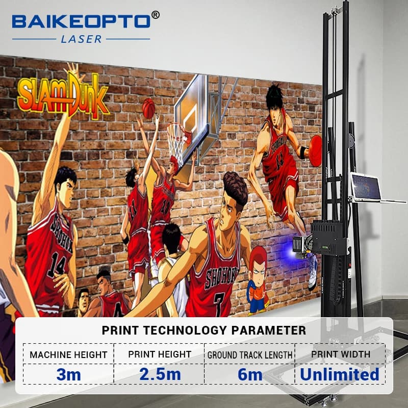 BK-WP200S Stampante da parete 3D verticale digitale Macchina da stampa da parete per esterni Stampa di immagini 3D su legno di vetro