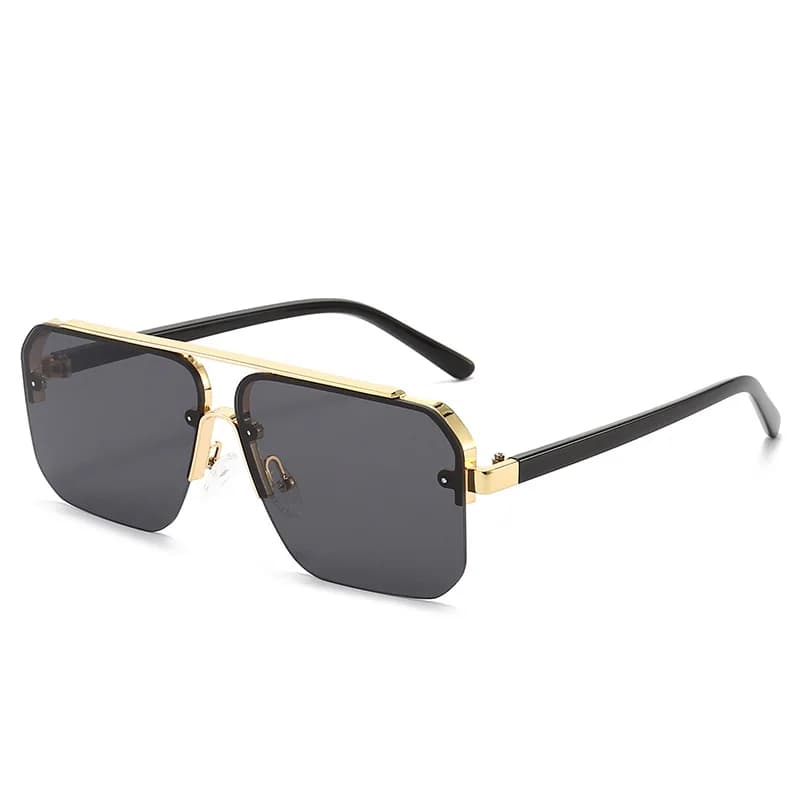 Occhiali da sole in metallo a scatola, occhiali da sole di nuova tendenza alla moda, protezione solare per uomo e donna, occhiali da sole a mezza montatura 1202