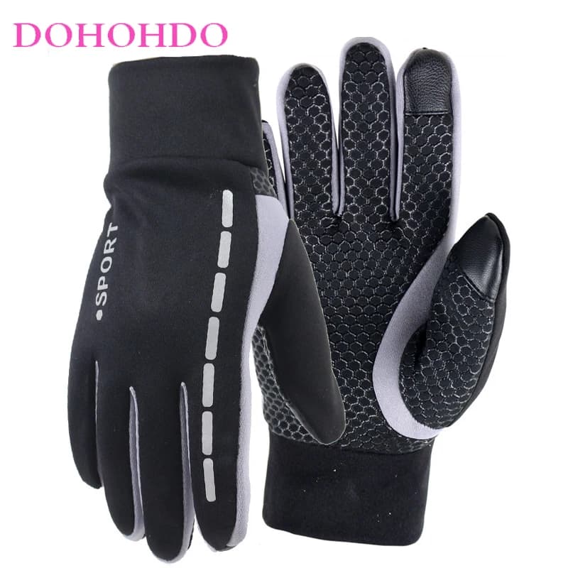 Guanti da ciclismo neri touch-screen Guanti sportivi da uomo per guida all'aperto impermeabili antivento a righe Guanti da moto autunno inverno