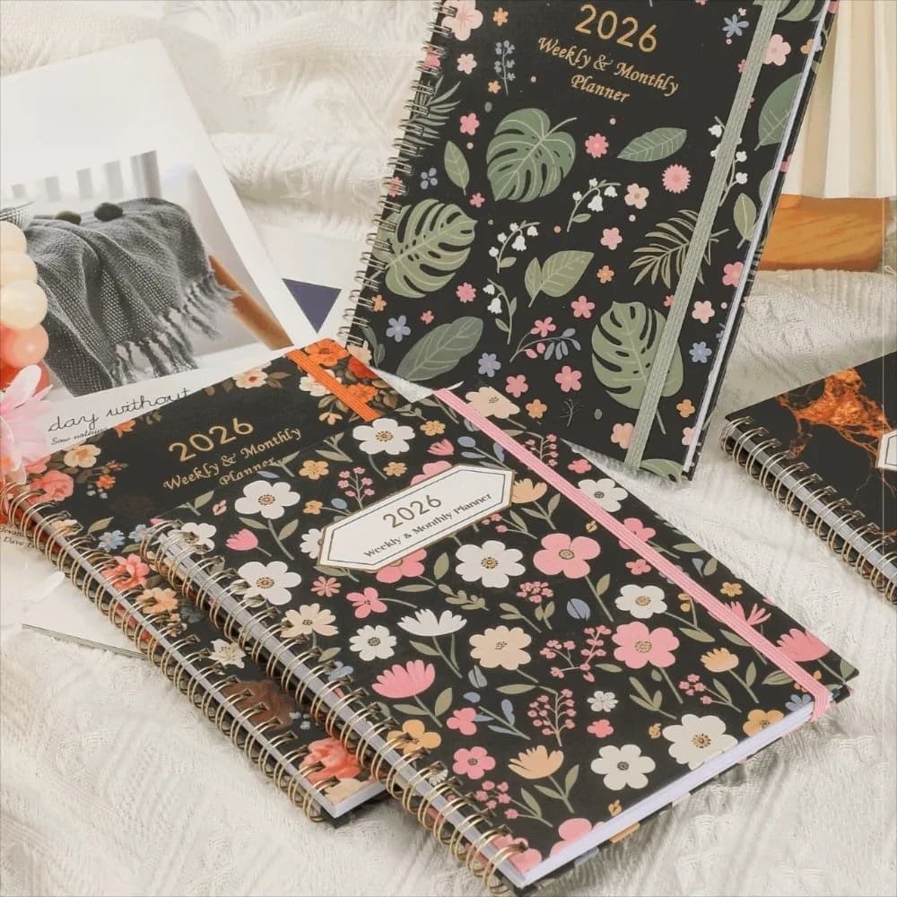 Agenda Settimanale e Mensile A5 2026 Durevole, Portatile, Spessa, con Pianificazione Giornaliera, Quaderno a Spirale, Articoli di Cancelleria