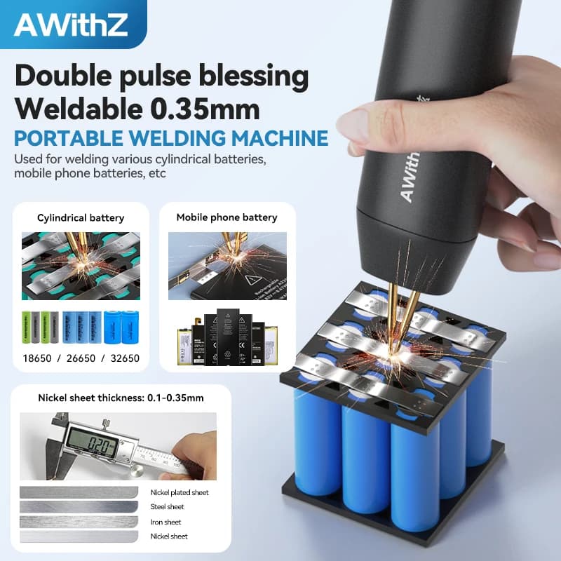 Awithz Saldatore a punti portatile per batteria Mini saldatrice fai-da-te 18650 Batteria Striscia di nichel e strumenti per saldatura a nastro di nichel