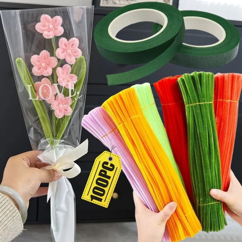 Set of Fa-da-Te Materials for Bouquet Models, Creative Educational Toy for Kids, Floral Tape and Tools for Steli