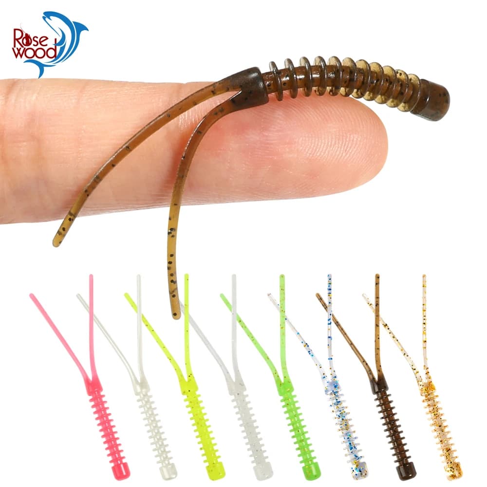 Palissandro Ajing Richiamo Morbido 5.5 centimetri TPR Mini Plastica Galleggiante Swimbait Esca In Silicone Doppia Coda Verme Pesca Alla Roccia Vermi Bass Carpa