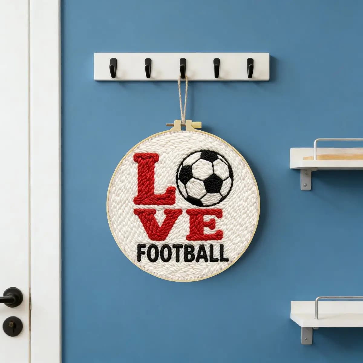 20X20CM/7.87inch Love Football punch needle embroidery set kit Stitch Embroidery Knitted embroidery DIY handmade gift Home Decor