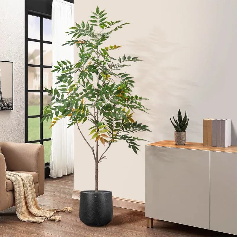 Artificial Lacquered Tree in Home Decoration Jar, Office and Garden - UV Resistant, Fin Abete Evergreen for Christmas and New Year