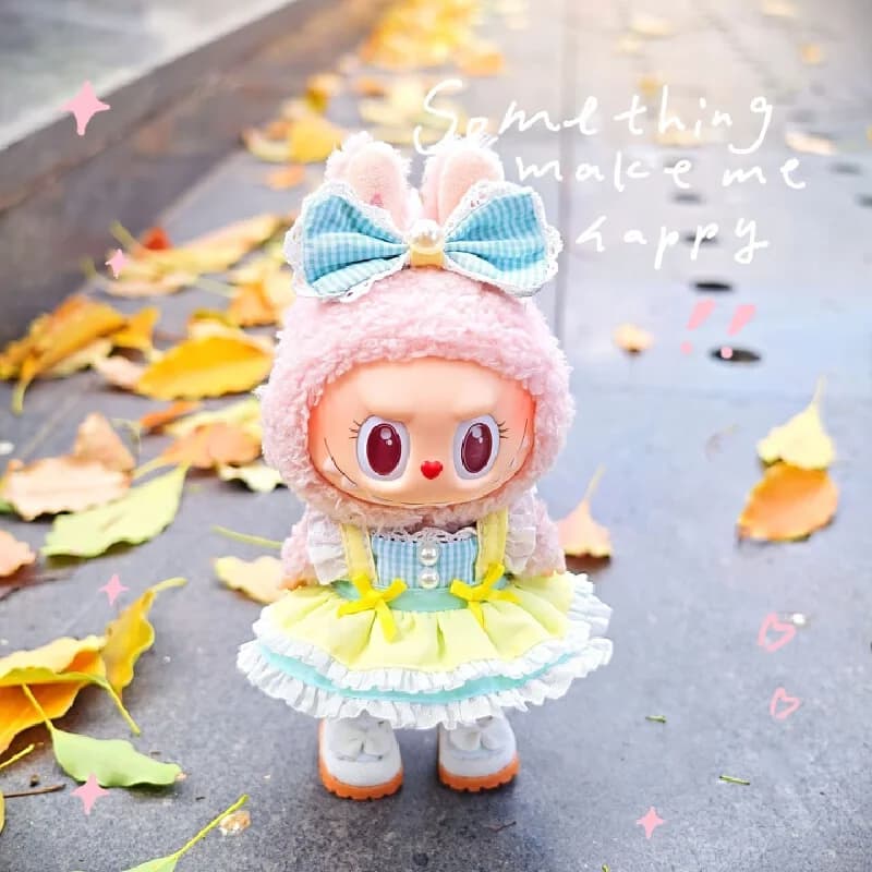 Vestiti per Bambole Labubu Serie Macaron, Abito da Principessa Lolita Crema Sale Marino, Sostituzione Outfit per Labubu di 1a, 2a e 3a Generazione