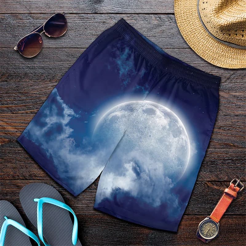 Summer New Men Short Pant Cool Design Casual Shorts Street Hip Hop Fitness Harajuku Moon 3D Print Breathable Holiday Men Shorts