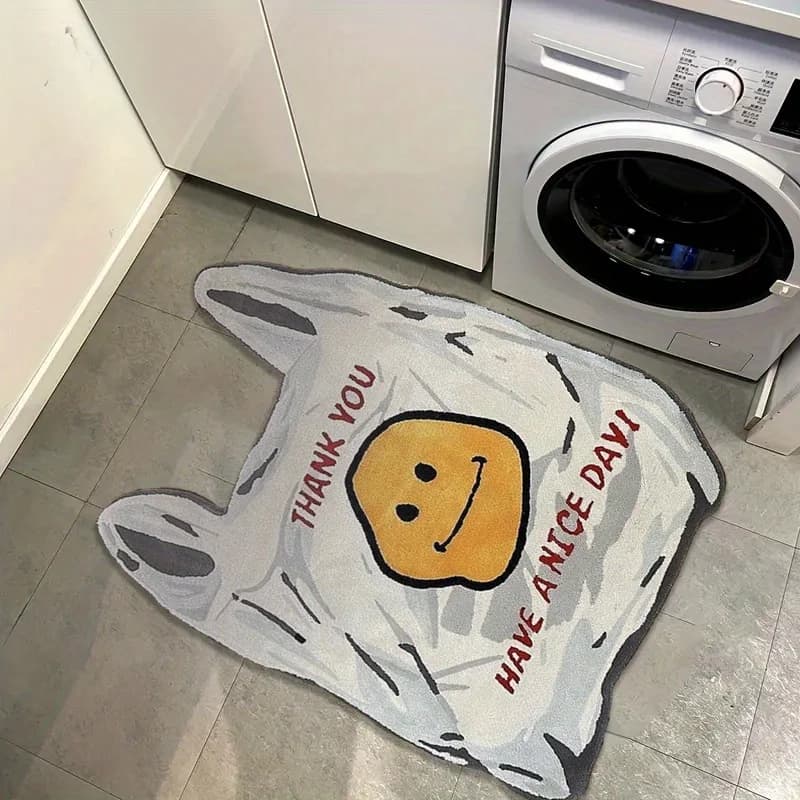VIKAMA Fun Shopping Bag Rug Soft and warm, non-slip, bedroom entrance mat, sink mat, laundry mat, home decoration
