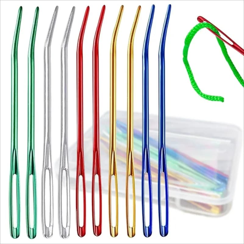 12pcs Knitting Crochet Set with Yarn Needles Weaving Needles Tapestry Needl Bent Needl for Crochet Large Eye Darning Needles