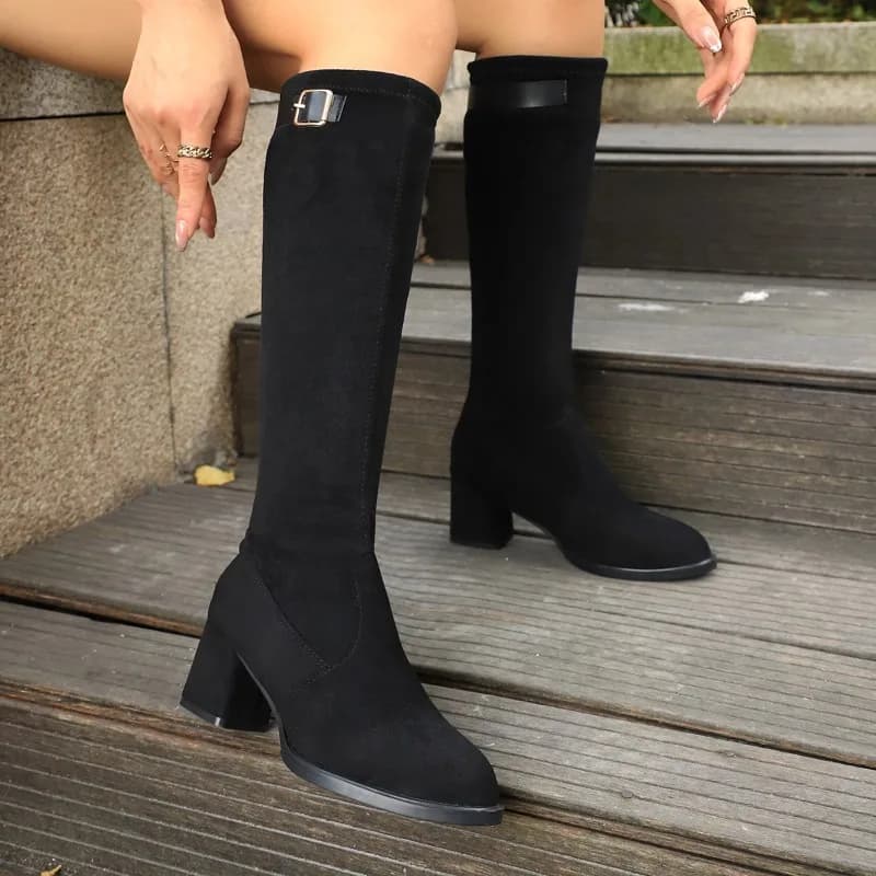 Winter Women's Stretch Fall 2026 New Versatile Skinny Leg Tall Boots Kid Heel Thigh Boots